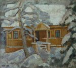 Снег выпал - 1980, 70х80, холст, масло, цена договорная.